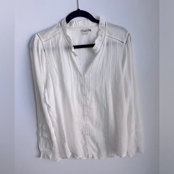 Faherty Willa Button Front Peasant Blouse Size L $158 - Picture 10 of 10